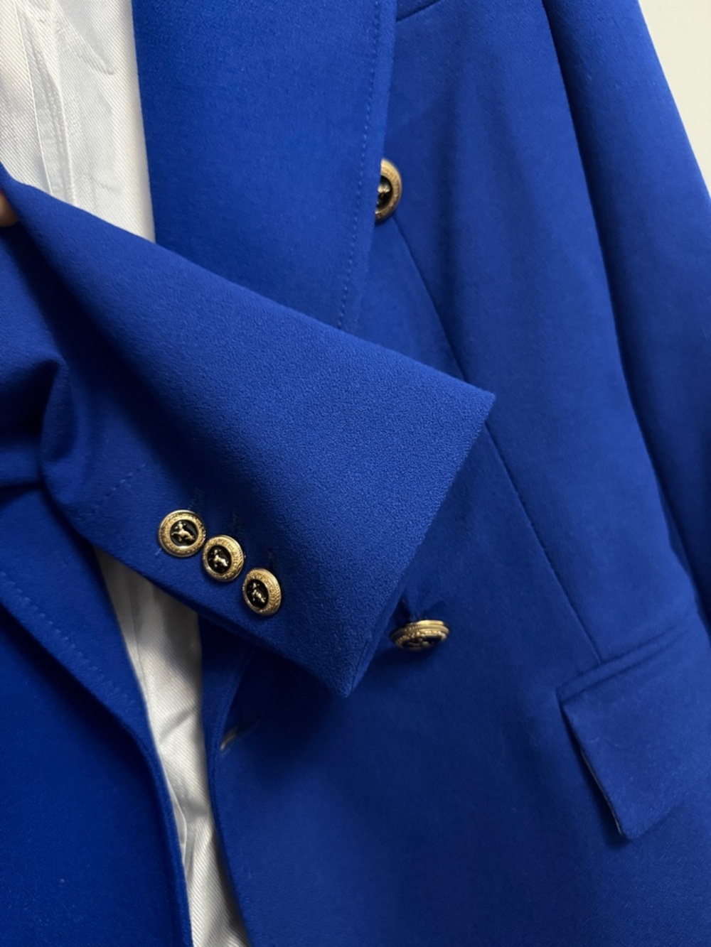 Zara Cobalt Blue Double-Breasted Blazer with Gold Buttons - Picture 4 of 5